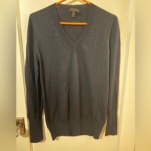 J. Crew 100% Merino Wool Navy V-Neck Sweater